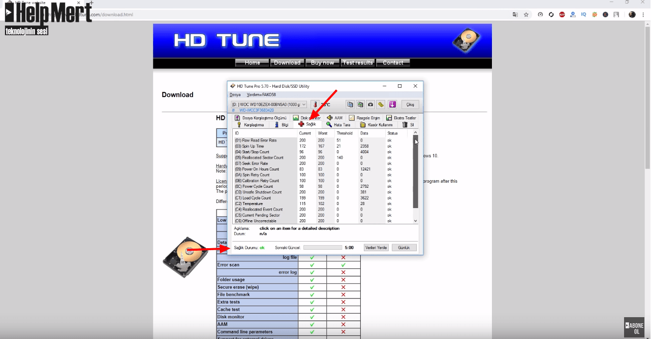 HDTune ile Hard Disk Sağlık Testi | Silinen Dosyalar Nasıl Geri Getirilir?